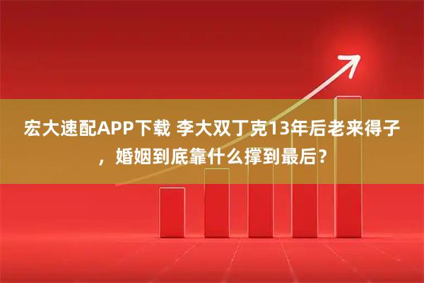 宏大速配APP下载 李大双丁克13年后老来得子，婚姻到底靠什么撑到最后？